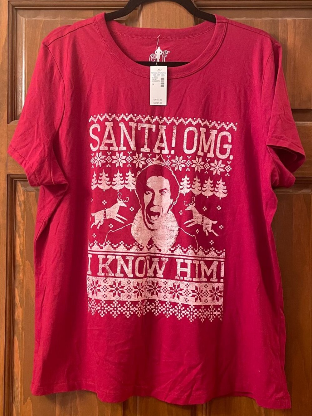 BRAND NEW Elf Movie Will Farrell SANTA OMG I KNOW HIM! Short Sleeve Tee